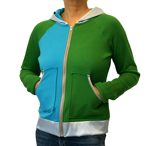 Kapuzenjacke Blau-Grün-Silber