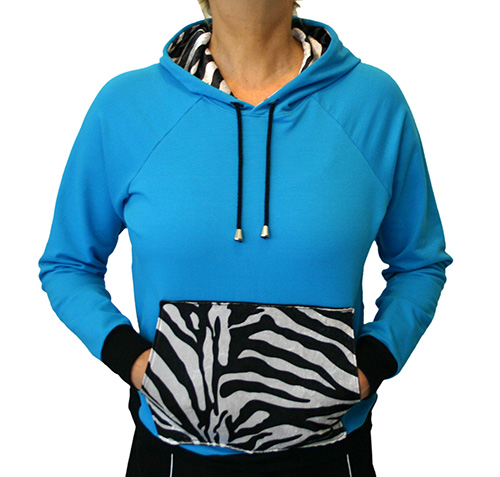 Kapuzenpulli Blau-Zebra