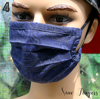4 Faltenmaske Paisley Blau mit Anthrazit 9 € ohne, 10 € mit Nasenbügel