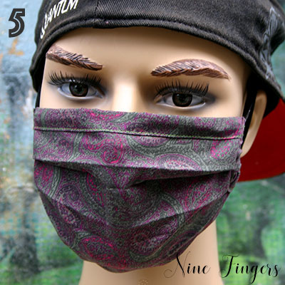 5 Faltenmaske Paisley Grün mit Pink 9 € ohne, 10 € mit Nasenbügel