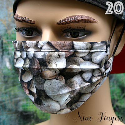 20 Faltenmaske Kieselsteine Öko-Tex Baumwolle Innenseite Weiß 9 € ohne, 10 € mit Nasenbügel